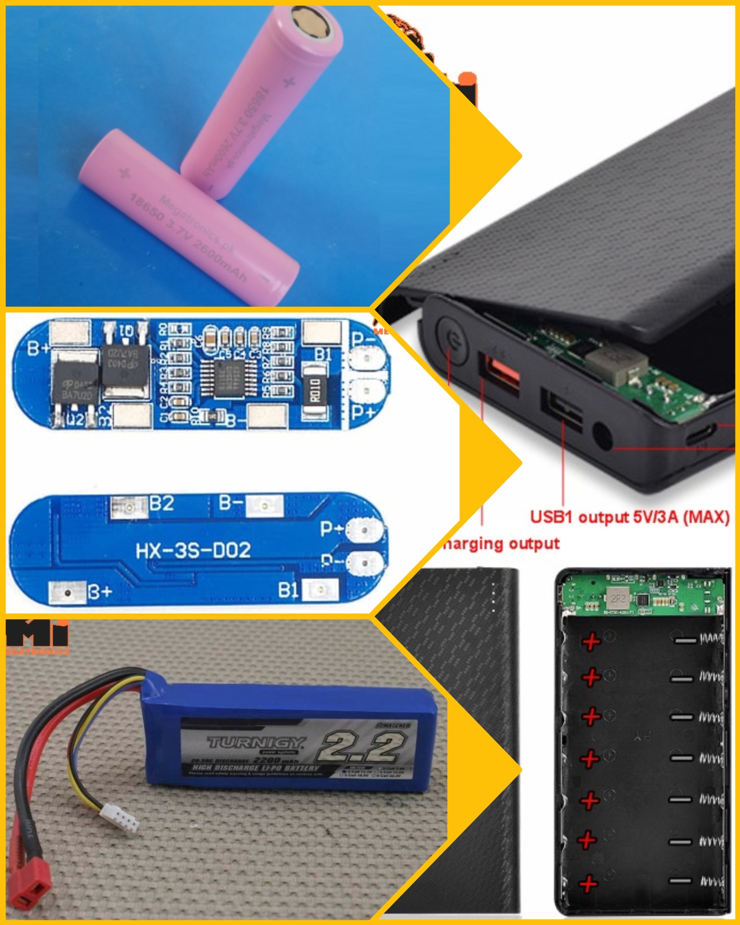 Batteries cells, BMS, Power bank